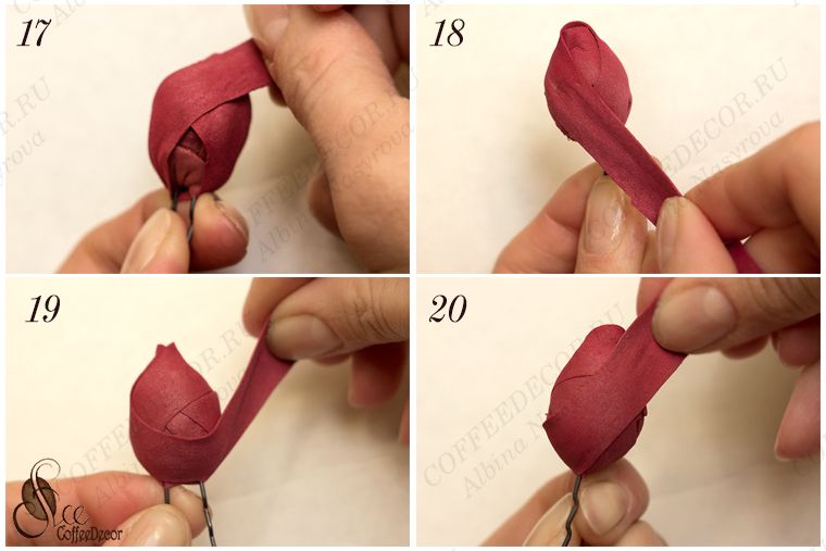Мастер-класс "Оригинальный способ создания основы для бутона розы и крепления его на шпильке"