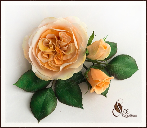 Абрикосовая пионовидная роза из зефирного фоамирана мастер-класс