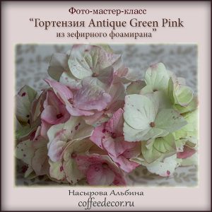 Мастер-класс "Гортензия Antique Green Pink из зефирного фоамирана"